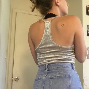 Grey velvet cropped tank